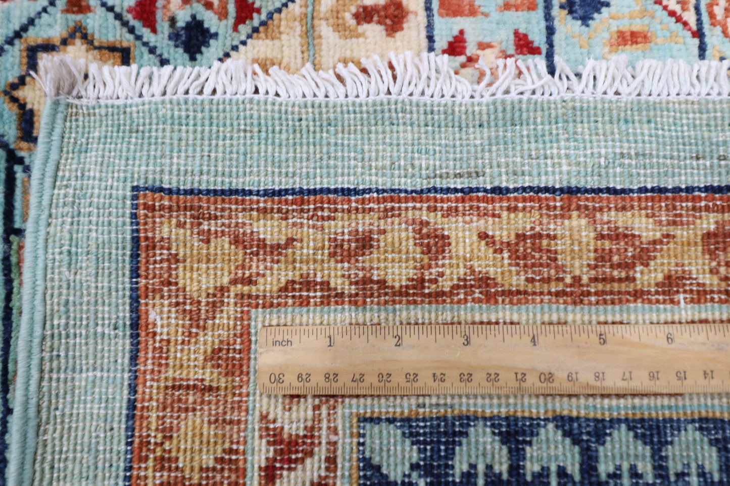 270 x 365 cm | Turquoise Mamluk Handmade Afghan Area Rug Hand Knotted Carpet Living Room Rug