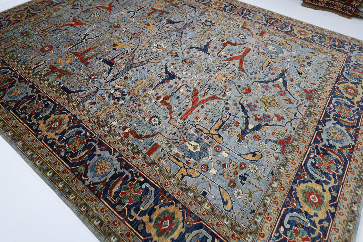 300 x 405 cm | Oriental Blueish Gray Area Rug Afghan Hand Knotted veg Dye Wool Carpet