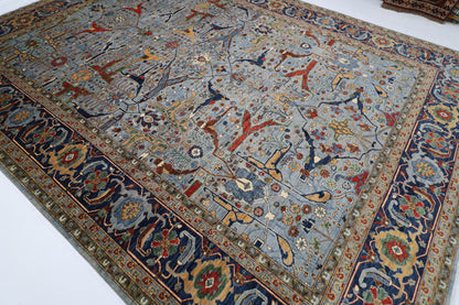 300 x 405 cm | Oriental Blueish Gray Area Rug Afghan Hand Knotted veg Dye Wool Carpet
