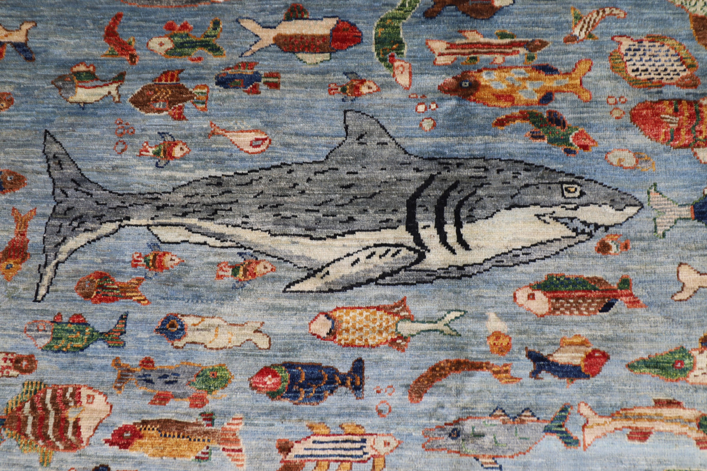 183 x 273 cm | Oriental Fish Gray Area Rug Afghan Hand Knotted Veg Dye Wool carpet