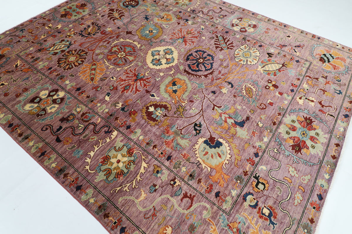 240 x 295 cm | Suzani Pink Floral Afghan Veg Dye Wool carpet