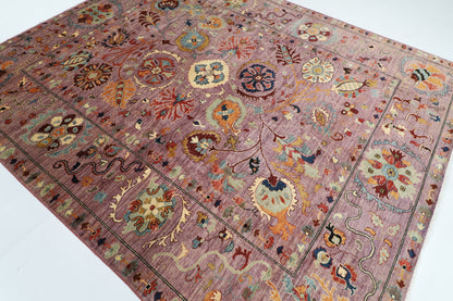 240 x 295 cm | Suzani Pink Floral Afghan Veg Dye Wool carpet