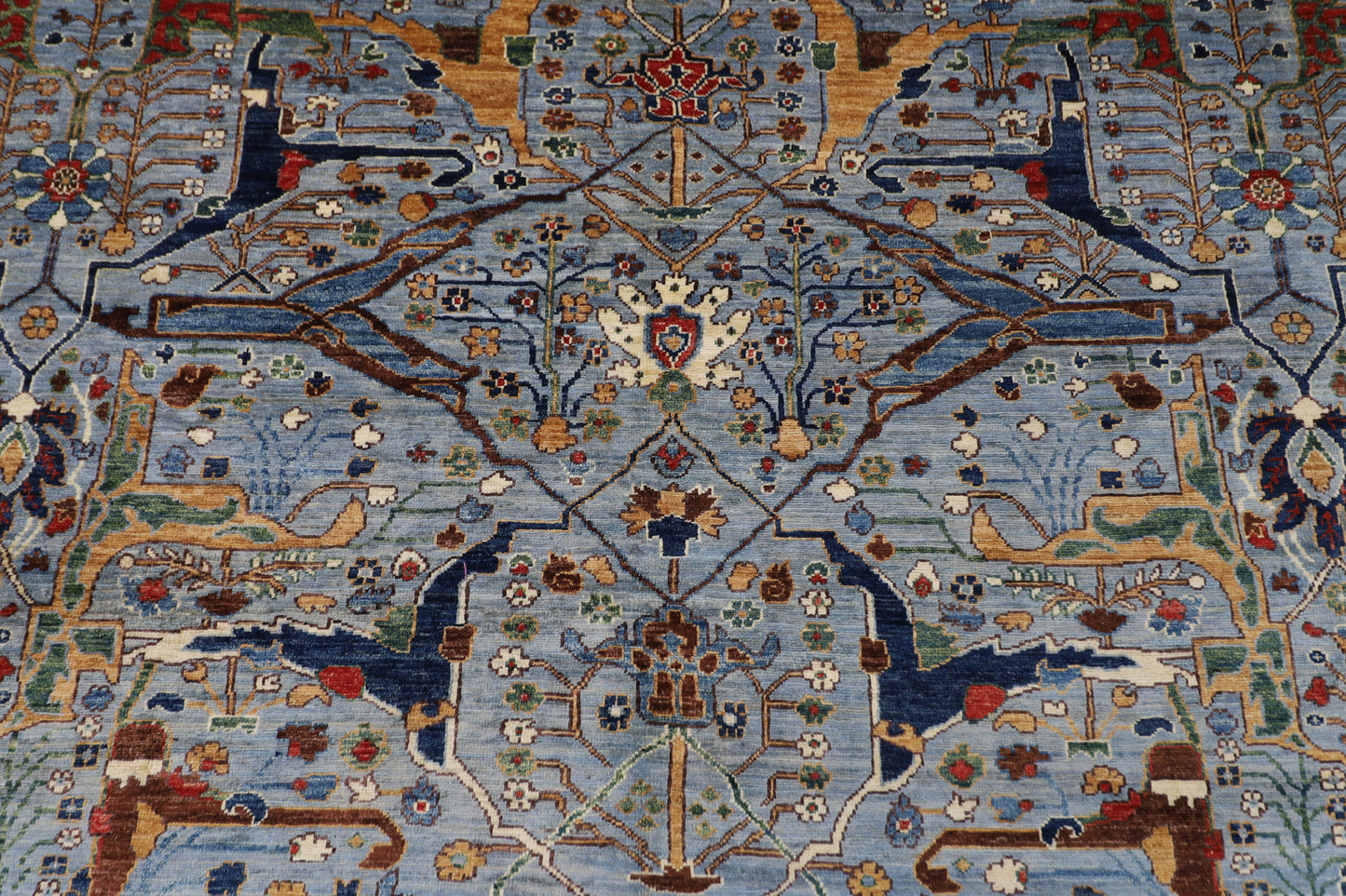 300 x 405 cm | Oriental Blueish Gray Area Rug Afghan Hand Knotted veg Dye Wool Carpet