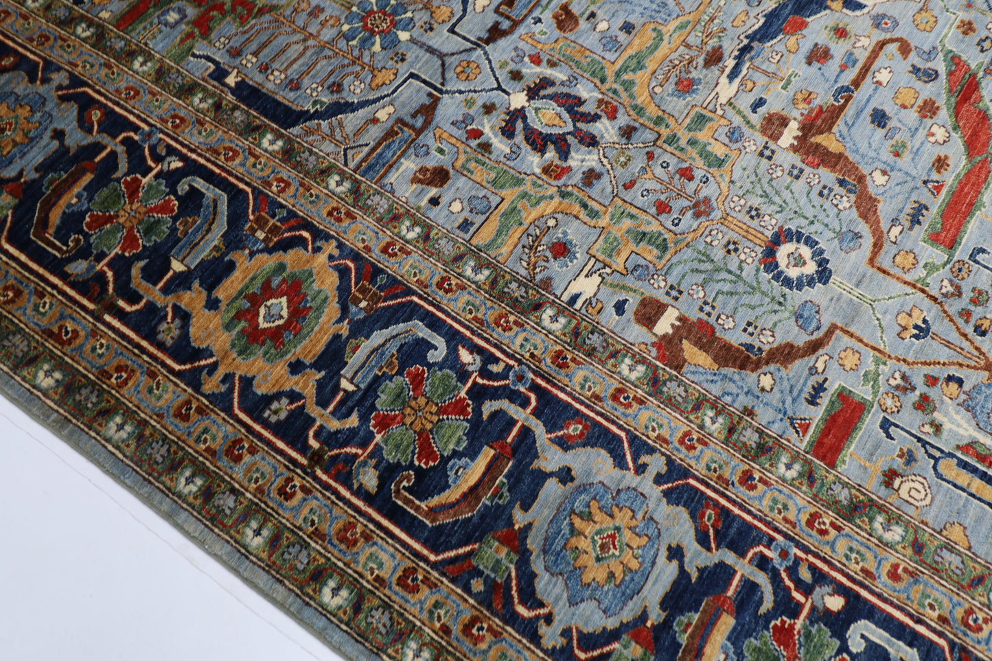 300 x 405 cm | Oriental Blueish Gray Area Rug Afghan Hand Knotted veg Dye Wool Carpet
