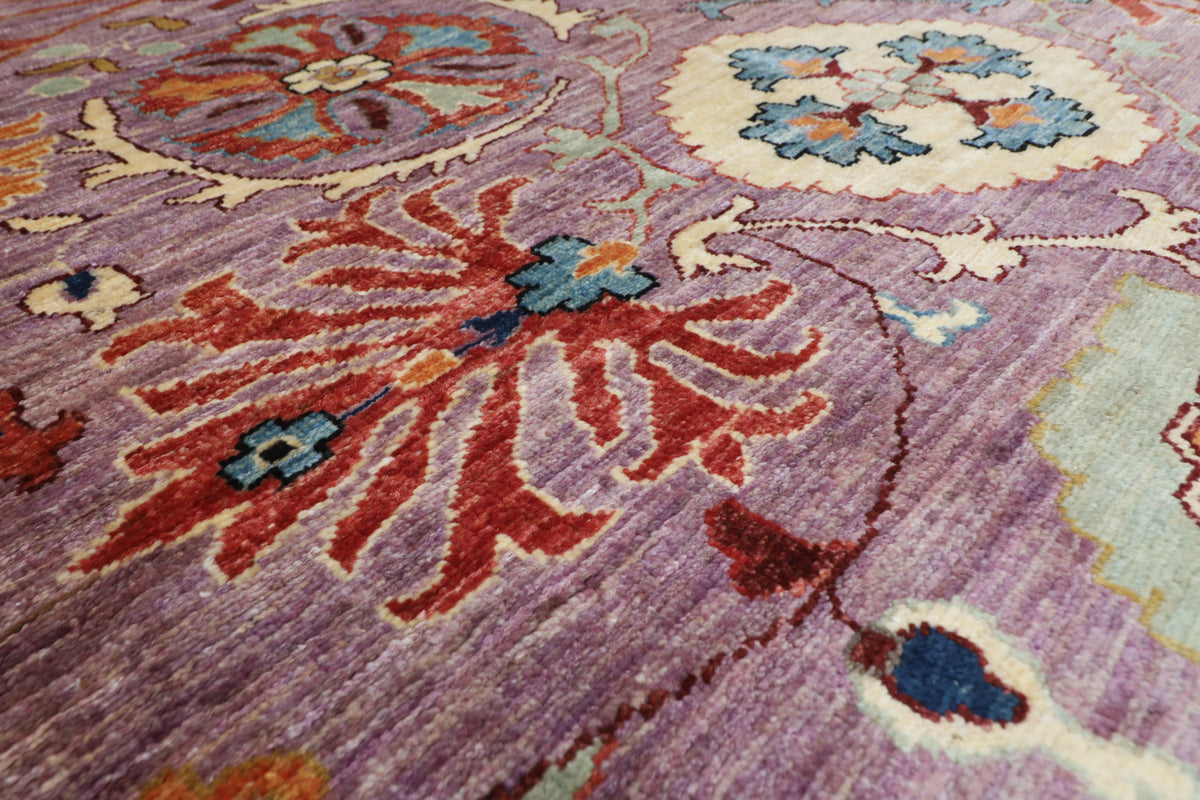 240 x 295 cm | Suzani Pink Floral Afghan Veg Dye Wool carpet