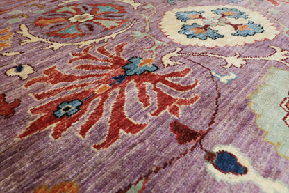 240 x 295 cm | Suzani Pink Floral Afghan Veg Dye Wool carpet