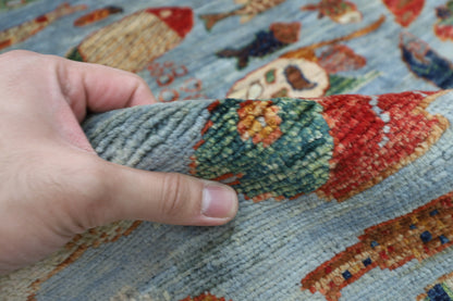 183 x 273 cm | Oriental Fish Gray Area Rug Afghan Hand Knotted Veg Dye Wool carpet