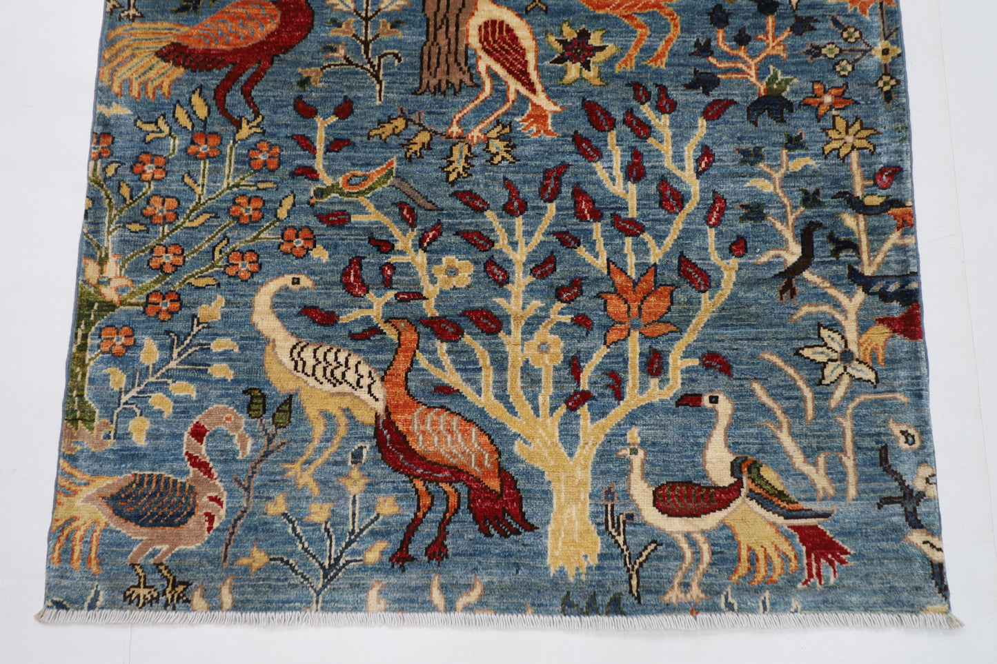 102 x 152 cm | Tribal Birds Area Rug Afghan Hand Knotted veg Dye Wool carpet