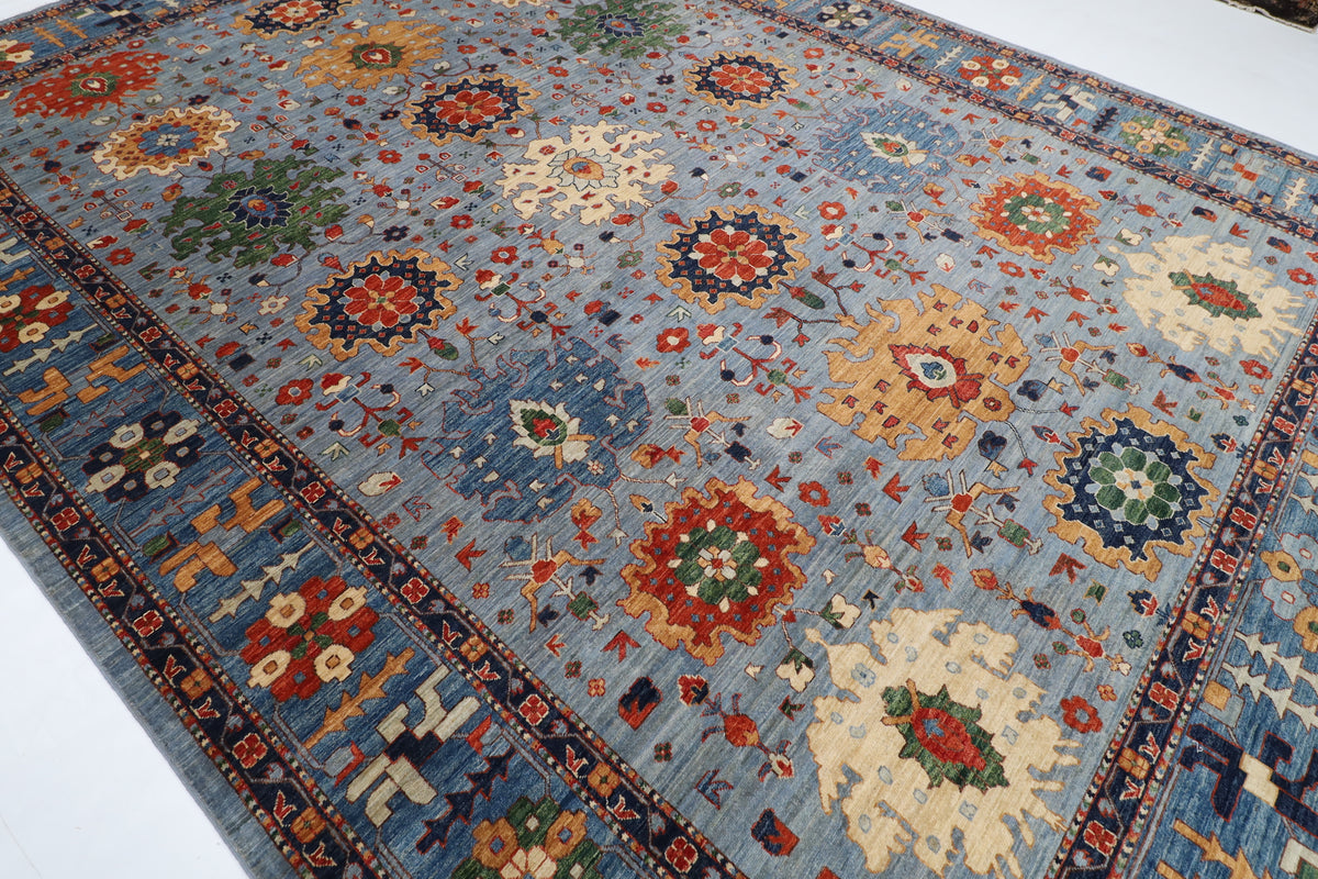 312 x 425 cm | Bluish Grey Afghan Veg Dye Wool carpet