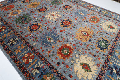 312 x 425 cm | Bluish Grey Afghan Veg Dye Wool carpet