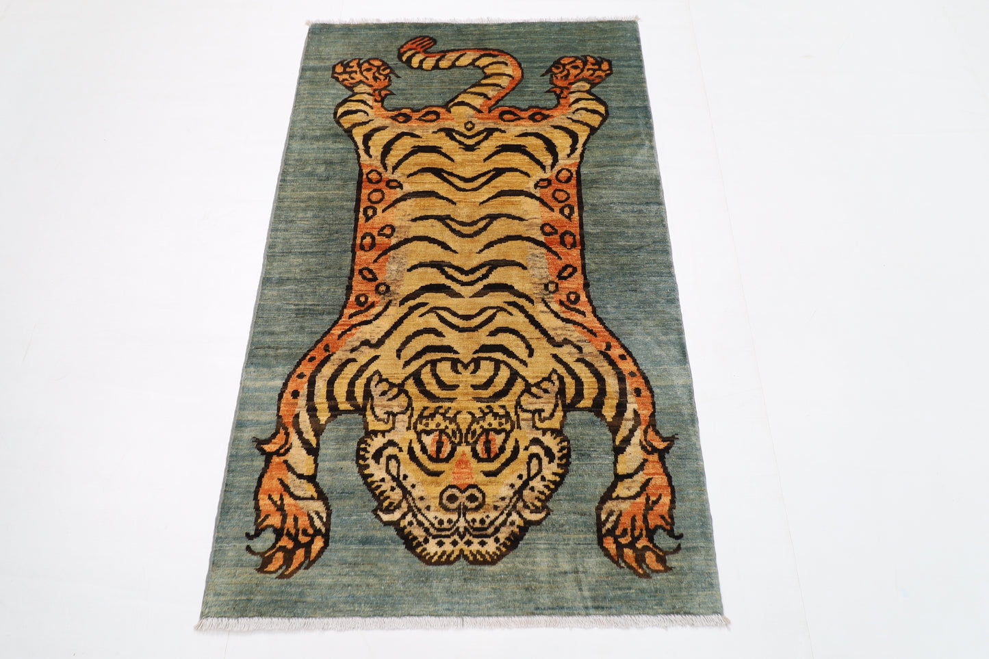 92 x 150 cm | Tribal Tiger Area Rug Afghan Hand Knotted veg Dye Wool carpet
