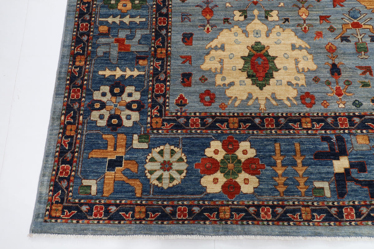 312 x 425 cm | Bluish Grey Afghan Veg Dye Wool carpet