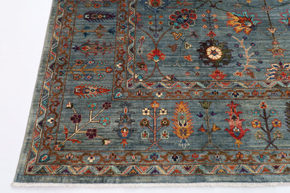 267 x 360 cm | Sultani Blueish Gray Handmade Afghan Area Rug Hand Knotted Carpet Living Room Rug