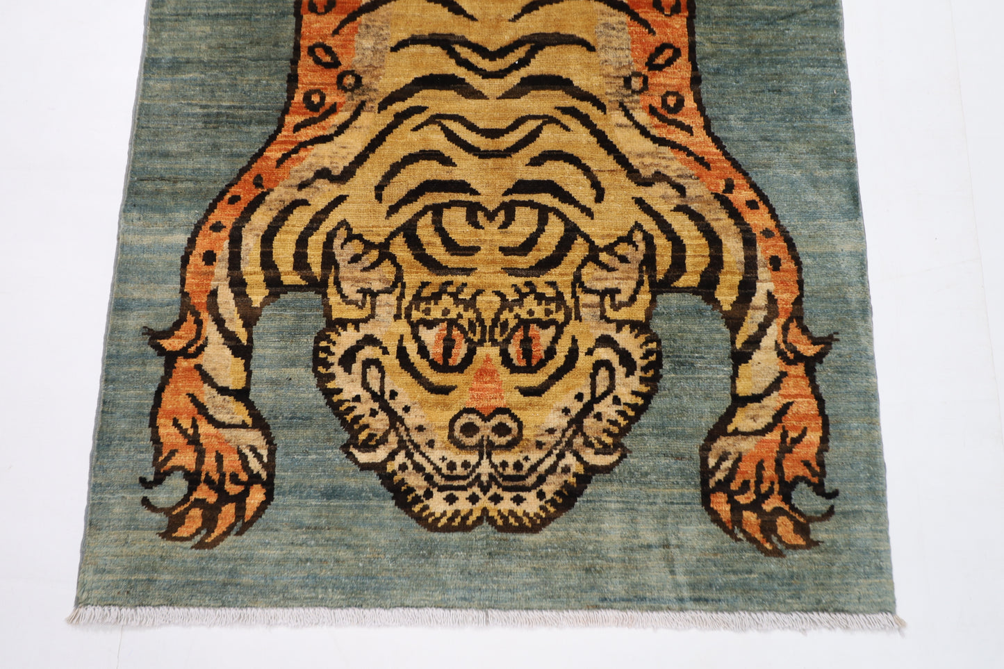 92 x 150 cm | Tribal Tiger Area Rug Afghan Hand Knotted veg Dye Wool carpet