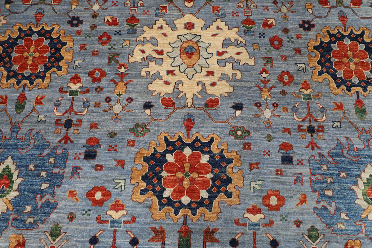 312 x 425 cm | Bluish Grey Afghan Veg Dye Wool carpet