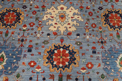 312 x 425 cm | Bluish Grey Afghan Veg Dye Wool carpet