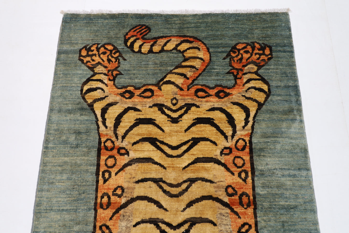 92 x 150 cm | Tribal Tiger Area Rug Afghan Hand Knotted veg Dye Wool carpet