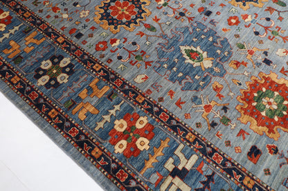 312 x 425 cm | Bluish Grey Afghan Veg Dye Wool carpet