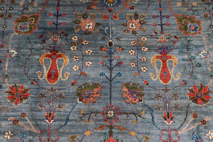 267 x 360 cm | Sultani Blueish Gray Handmade Afghan Area Rug Hand Knotted Carpet Living Room Rug