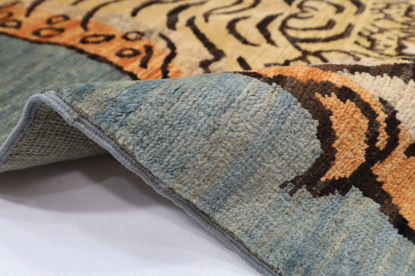 92 x 150 cm | Tribal Tiger Area Rug Afghan Hand Knotted veg Dye Wool carpet