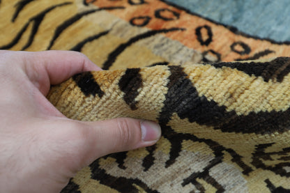 92 x 150 cm | Tribal Tiger Area Rug Afghan Hand Knotted veg Dye Wool carpet