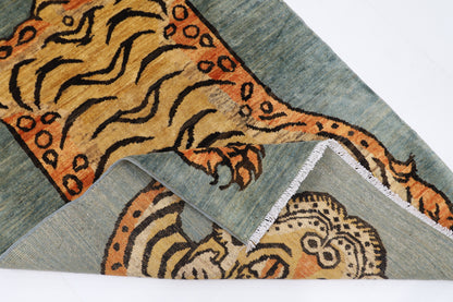 92 x 150 cm | Tribal Tiger Area Rug Afghan Hand Knotted veg Dye Wool carpet