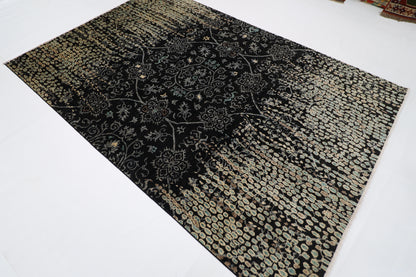 182 x 268 cm | Oriental Gabbeh Black Area Rug Afghan Hand Knotted veg Dye Wool Carpet