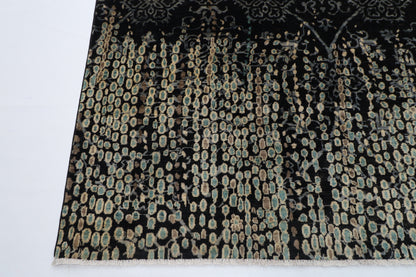 182 x 268 cm | Oriental Gabbeh Black Area Rug Afghan Hand Knotted veg Dye Wool Carpet