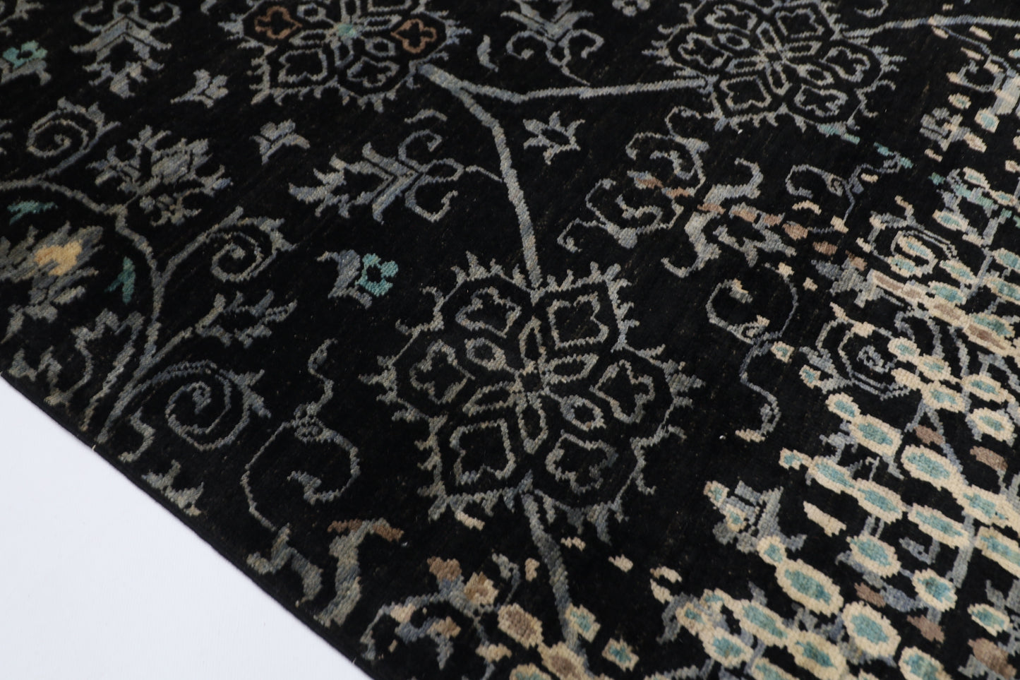 182 x 268 cm | Oriental Gabbeh Black Area Rug Afghan Hand Knotted veg Dye Wool Carpet