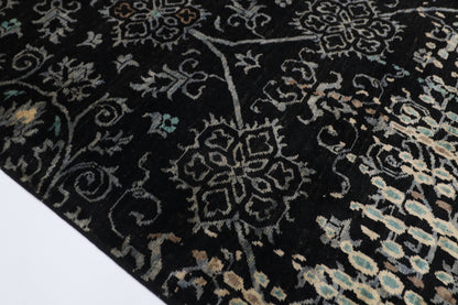 182 x 268 cm | Oriental Gabbeh Black Area Rug Afghan Hand Knotted veg Dye Wool Carpet