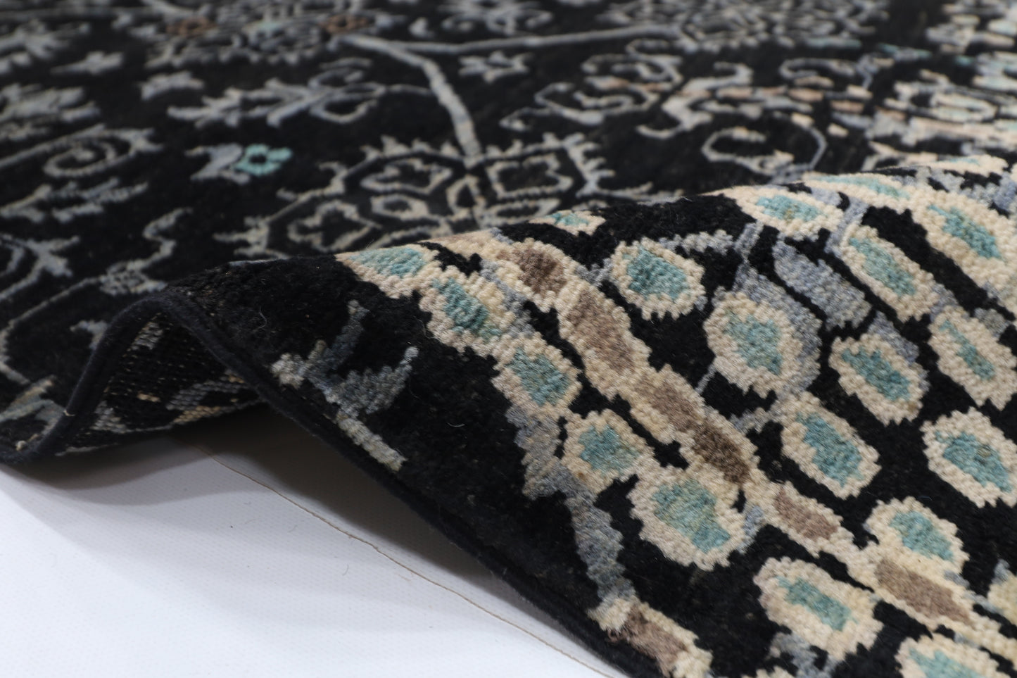 182 x 268 cm | Oriental Gabbeh Black Area Rug Afghan Hand Knotted veg Dye Wool Carpet