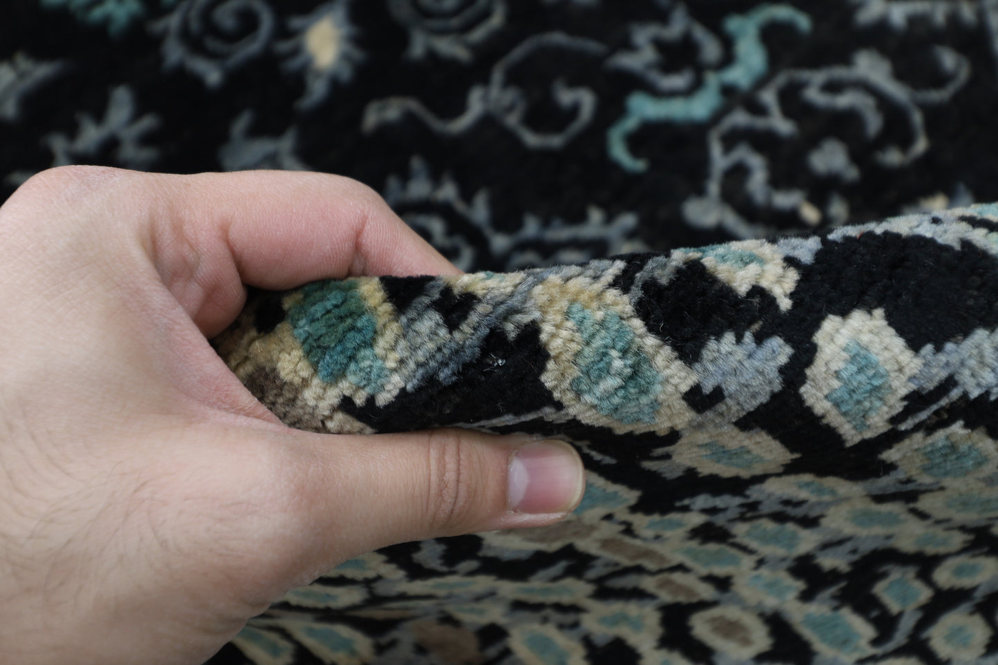 182 x 268 cm | Oriental Gabbeh Black Area Rug Afghan Hand Knotted veg Dye Wool Carpet