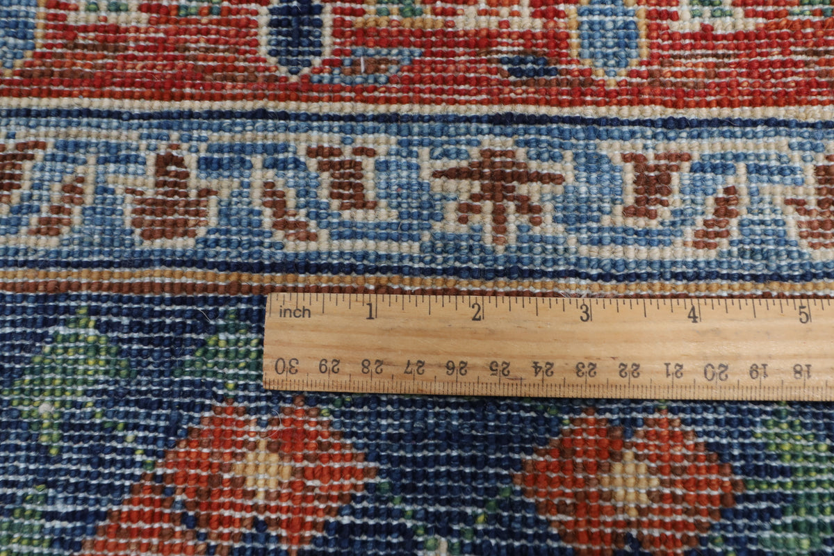 358 × 446 سم | سجادة صوف أفغانية مملوكية خضراء بصبغة نباتية