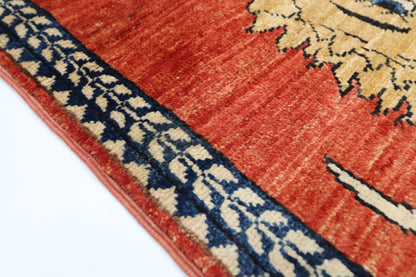 106 x 160 cm | Lion Red Area Rug Afghan Hand Knotted veg Dye Wool carpet