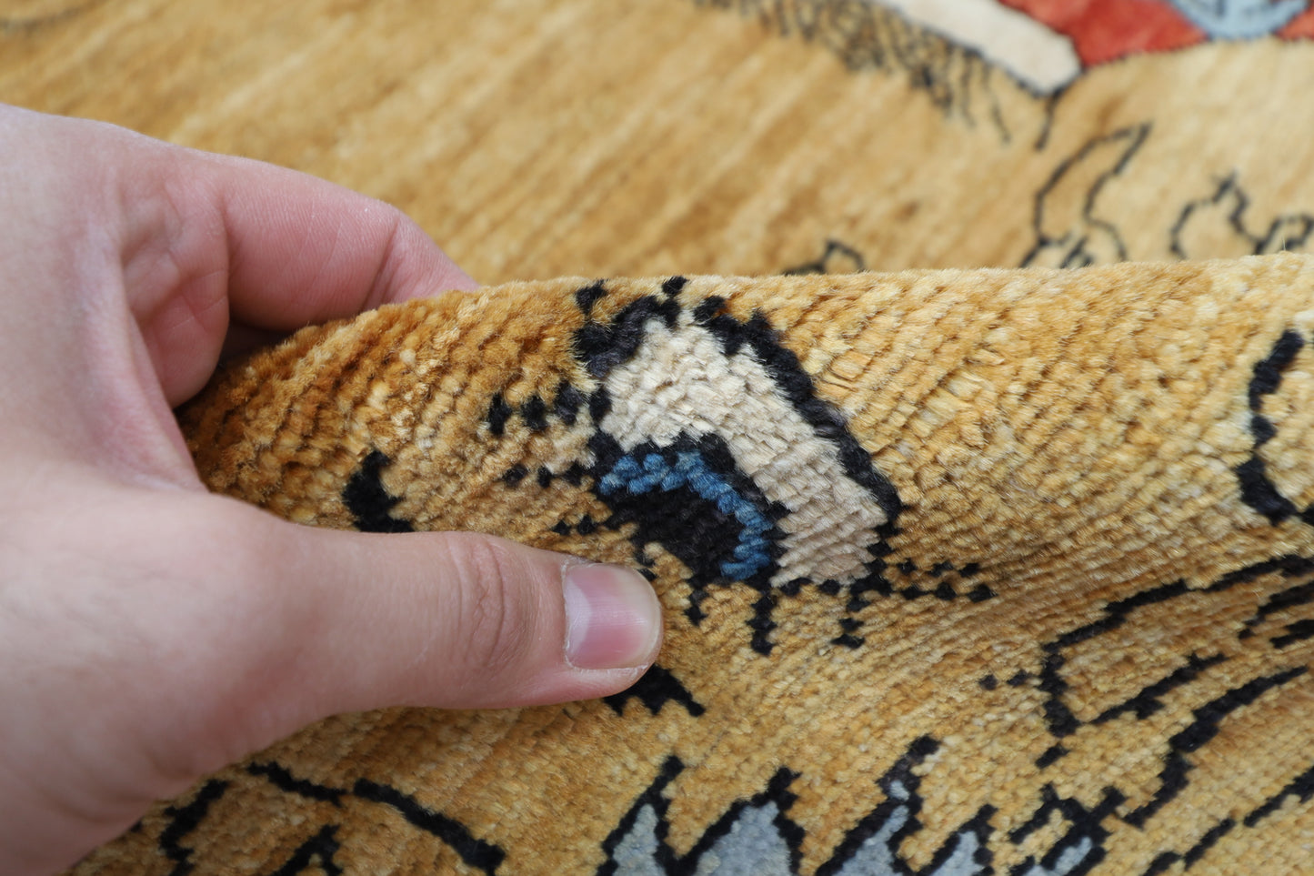 106 x 160 cm | Lion Red Area Rug Afghan Hand Knotted veg Dye Wool carpet