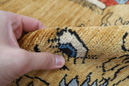 106 x 160 cm | Lion Red Area Rug Afghan Hand Knotted veg Dye Wool carpet