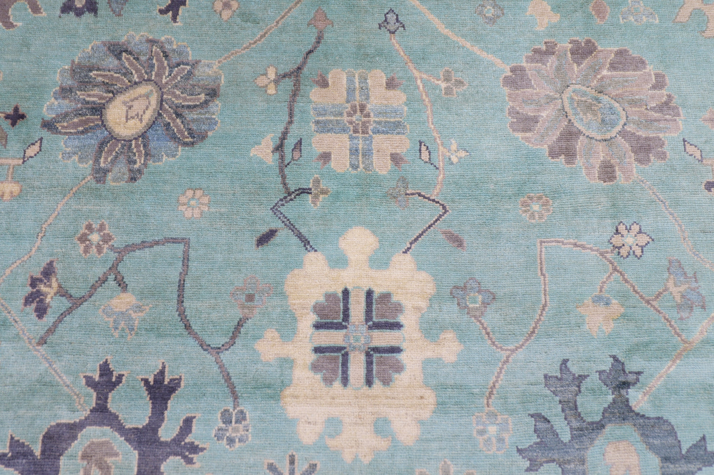 278 x 365 cm | Oushak Green Handmade Afghan Area Rug Hand Knotted Carpet Living Room Rug