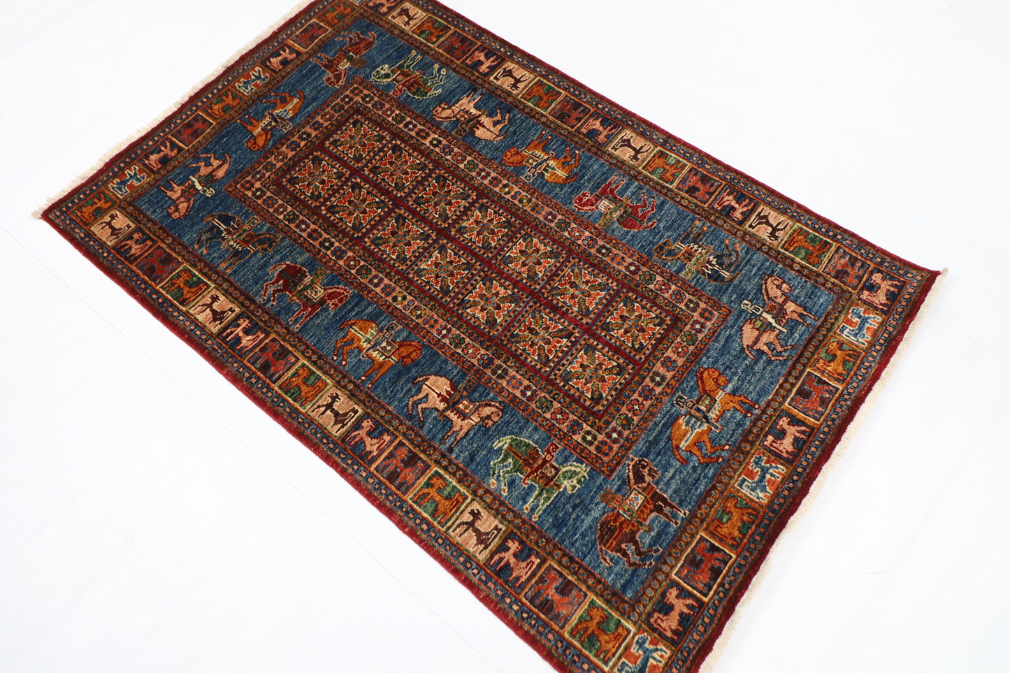 100 x 153 cm | Animal Tribal Area Rug Afghan Hand Knotted veg Dye Wool carpet
