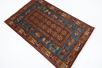 100 x 153 cm | Animal Tribal Area Rug Afghan Hand Knotted veg Dye Wool carpet