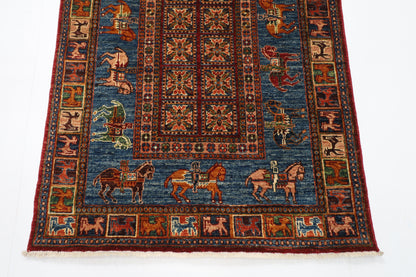 100 x 153 cm | Animal Tribal Area Rug Afghan Hand Knotted veg Dye Wool carpet