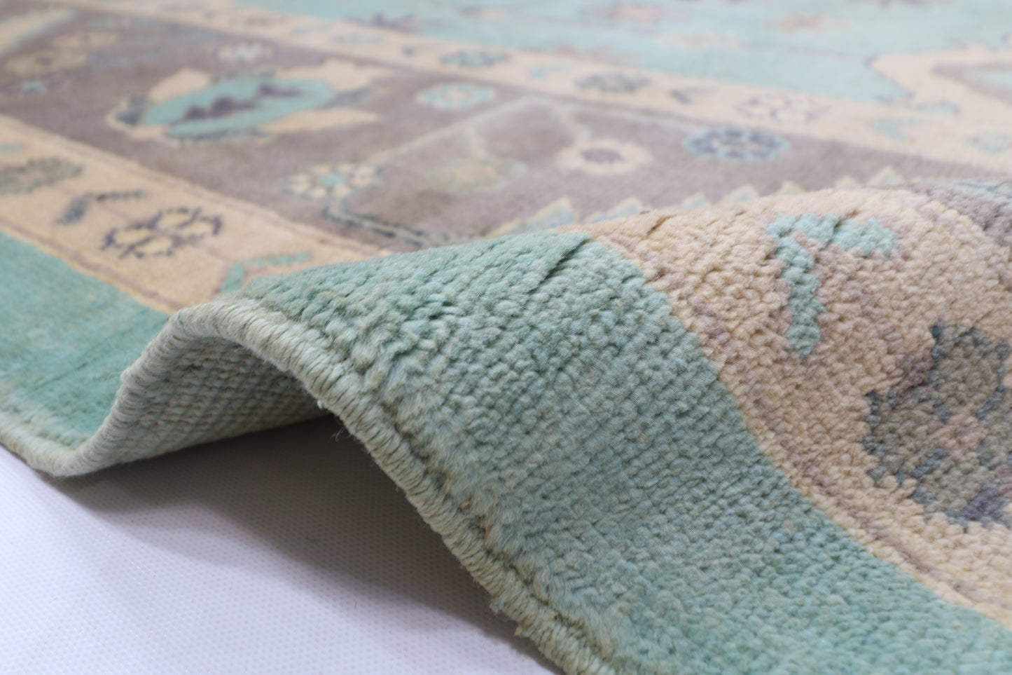 278 x 365 cm | Oushak Green Handmade Afghan Area Rug Hand Knotted Carpet Living Room Rug