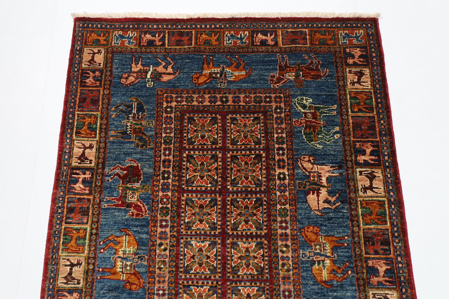100 x 153 cm | Animal Tribal Area Rug Afghan Hand Knotted veg Dye Wool carpet