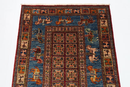 100 x 153 cm | Animal Tribal Area Rug Afghan Hand Knotted veg Dye Wool carpet
