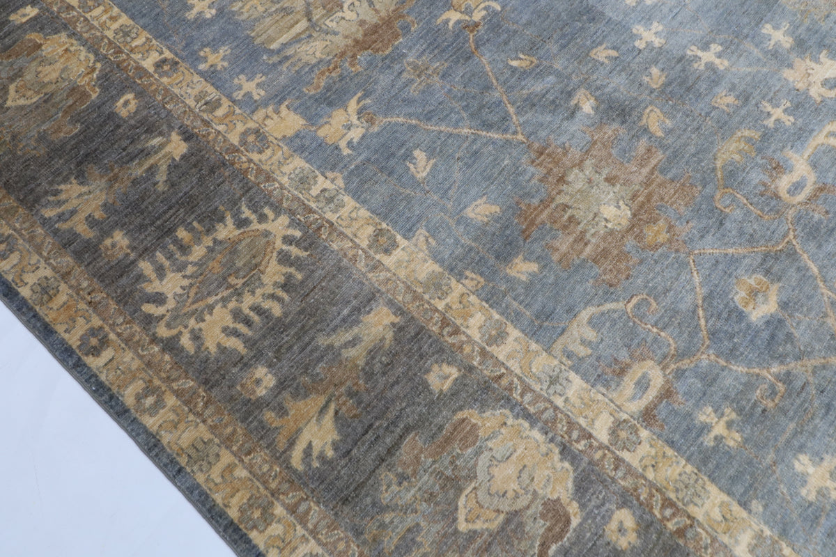 278 x 363 cm | Blueish Grey Afghan Veg Dye Wool carpet