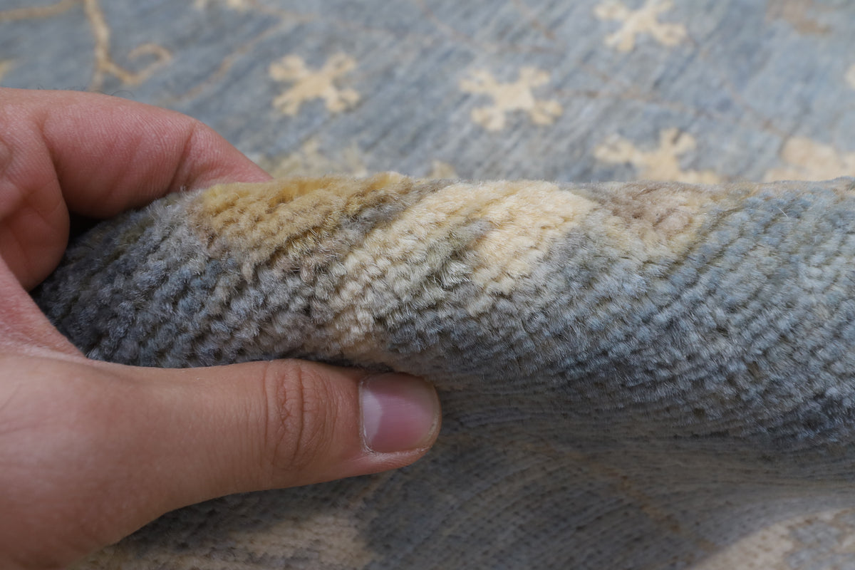 278 x 363 cm | Blueish Grey Afghan Veg Dye Wool carpet