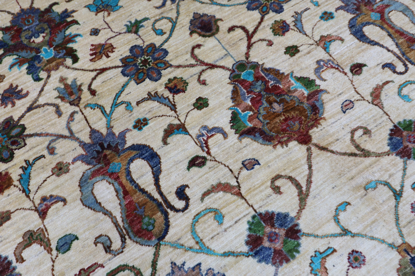 208 x 307 cm | Sultani Beige Handmade Afghan Area Rug Hand Knotted Carpet Living Room Rug