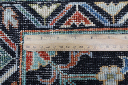 175 x 247 cm | Oriental Floral Black Area Rug Afghan Hand Knotted Veg Dye Wool carpet