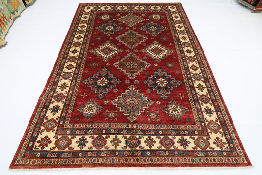 200 x 284 cm | Kazak Red Handmade Afghan Area Rug Hand Knotted Carpet Living Room Rug