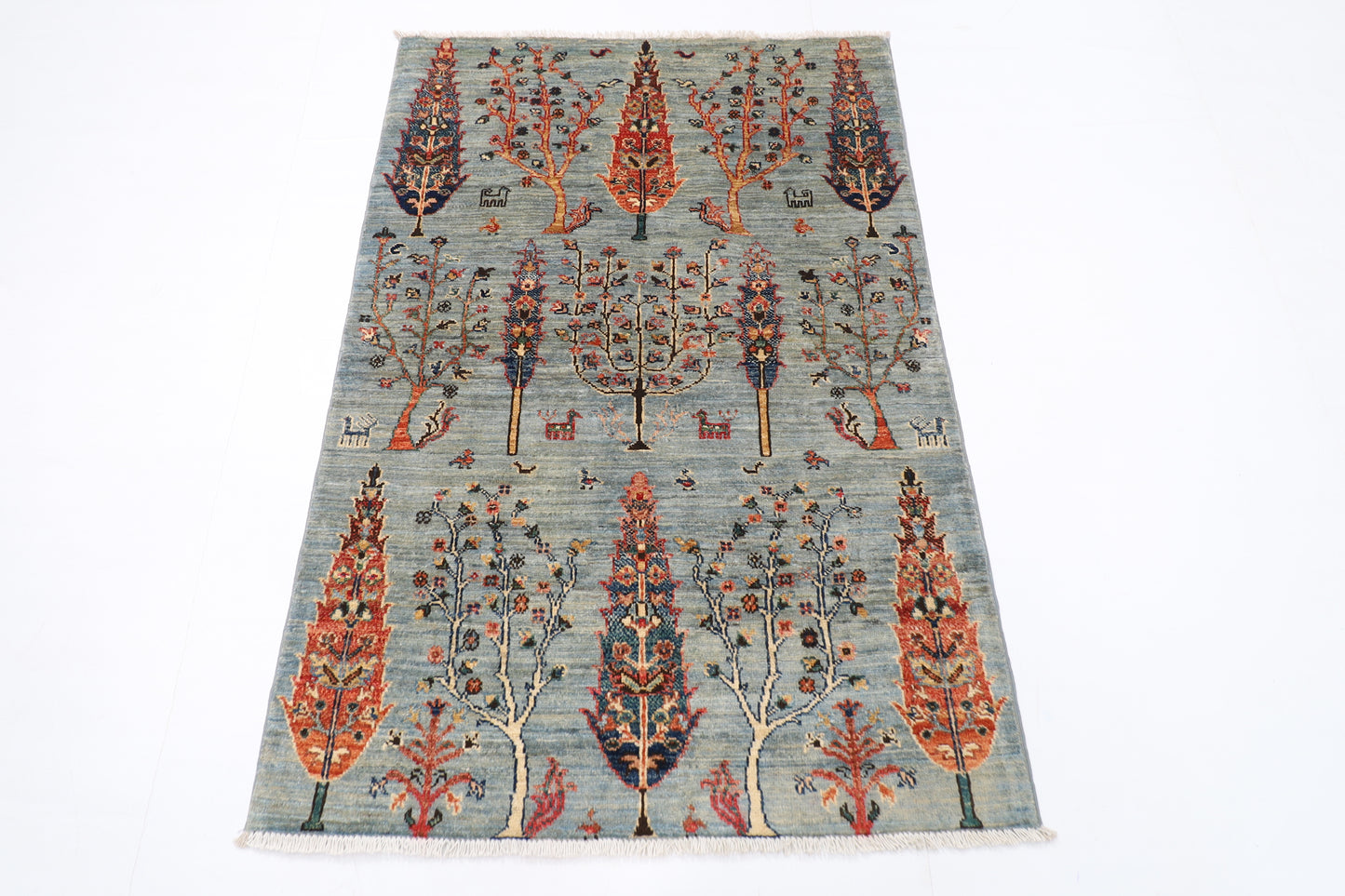 100 x 145 cm | Tree of life Area Rug Afghan Hand Knotted veg Dye Wool carpet