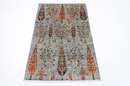 100 x 145 cm | Tree of life Area Rug Afghan Hand Knotted veg Dye Wool carpet